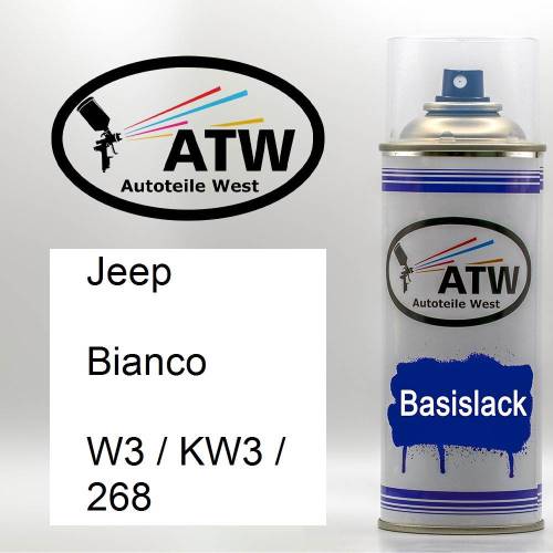 Jeep, Bianco, W3 / KW3 / 268: 400ml Sprühdose, von ATW Autoteile West.